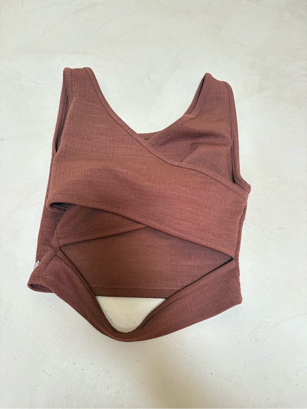 Roxy Ribbed Wrap Crop Tank Top - Brown